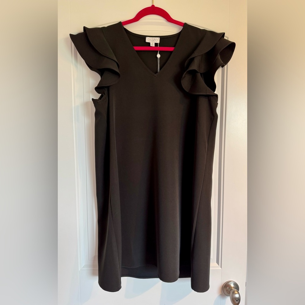 Mud Pie Black Ruffle Sleeve Mini Dress